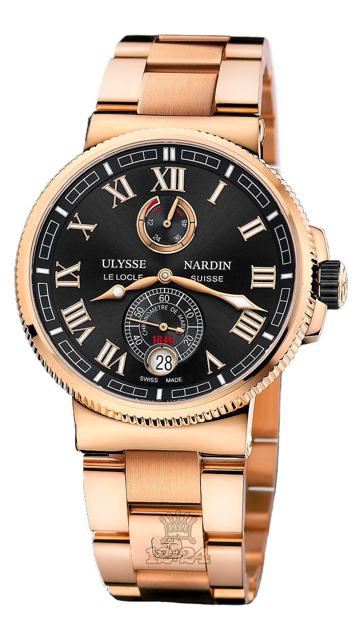 Ulysse Nardin Marine Watch 1186-126-8M/42 43 mm Pink gold Case Black Dial