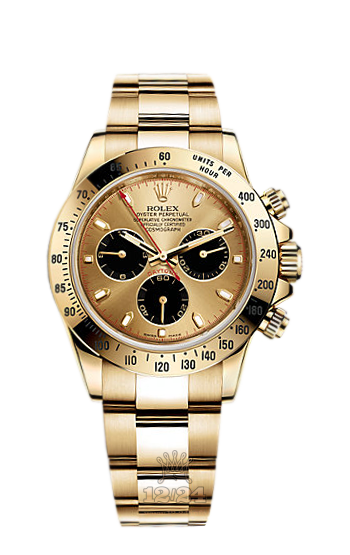 Rolex Cosmograph Daytona Watch 116528-0041 40 mm Yellow gold Case Black Golden Dial