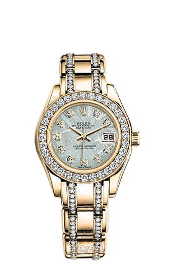 Rolex Pearlmaster Watch 80298-0094 29 mm Yellow gold Case Gray Silver Dial