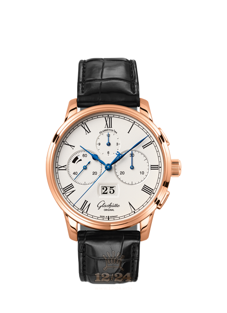 Glashutte Senator Watch 1-37-01-01-05-30 42 mm Red gold Case White Silver Dial