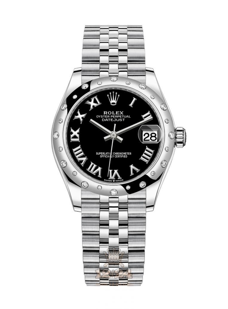Rolex Datejust Watch 278344rbr-0002 31 mm Stainless steel White gold Case Black Dial