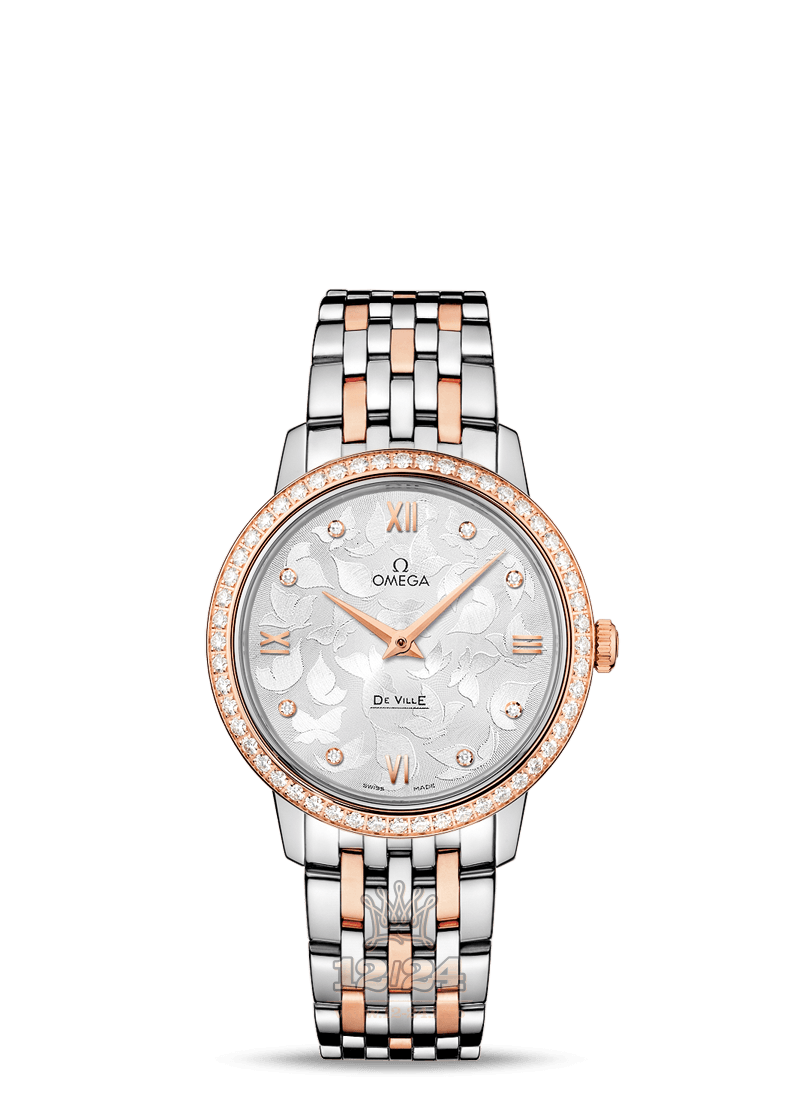 Omega Prestige Watch 424.25.33.60.52.001 33 mm Steel / Pink gold Case Silver Dial