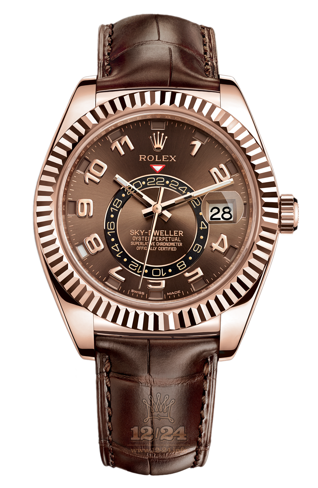 Rolex Sky-Dweller Watch 326135-0001 42 mm Pink gold Case Brown (chocolate) Dial