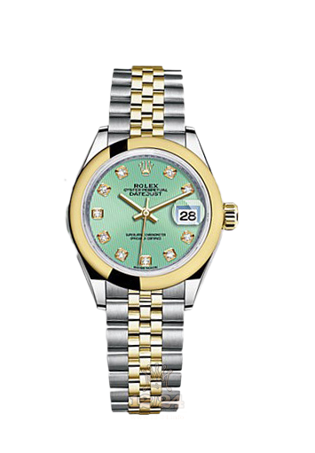 Rolex Datejust Watch 279163-0015 28 mm Steel / Yellow gold Case White Green Dial