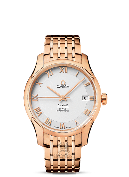 Omega De Ville Watch 431.50.41.21.02.001 41 mm Pink gold Case Silver Dial