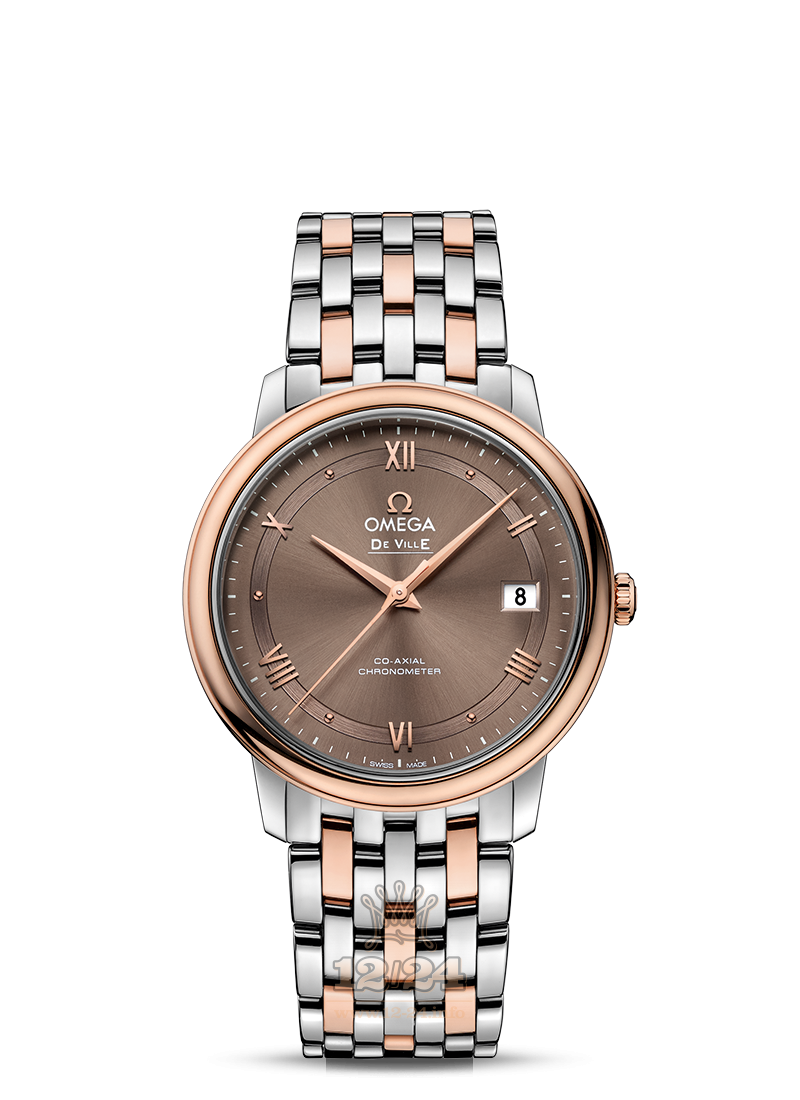 Omega Prestige Watch 424.20.37.20.13.001 37 mm Steel / Pink gold Case Brown (chocolate) Dial