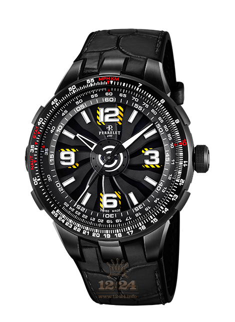 Perrelet Turbine Watch A1086/2 48 mm Stainless steel PVD coating Case Black Dial