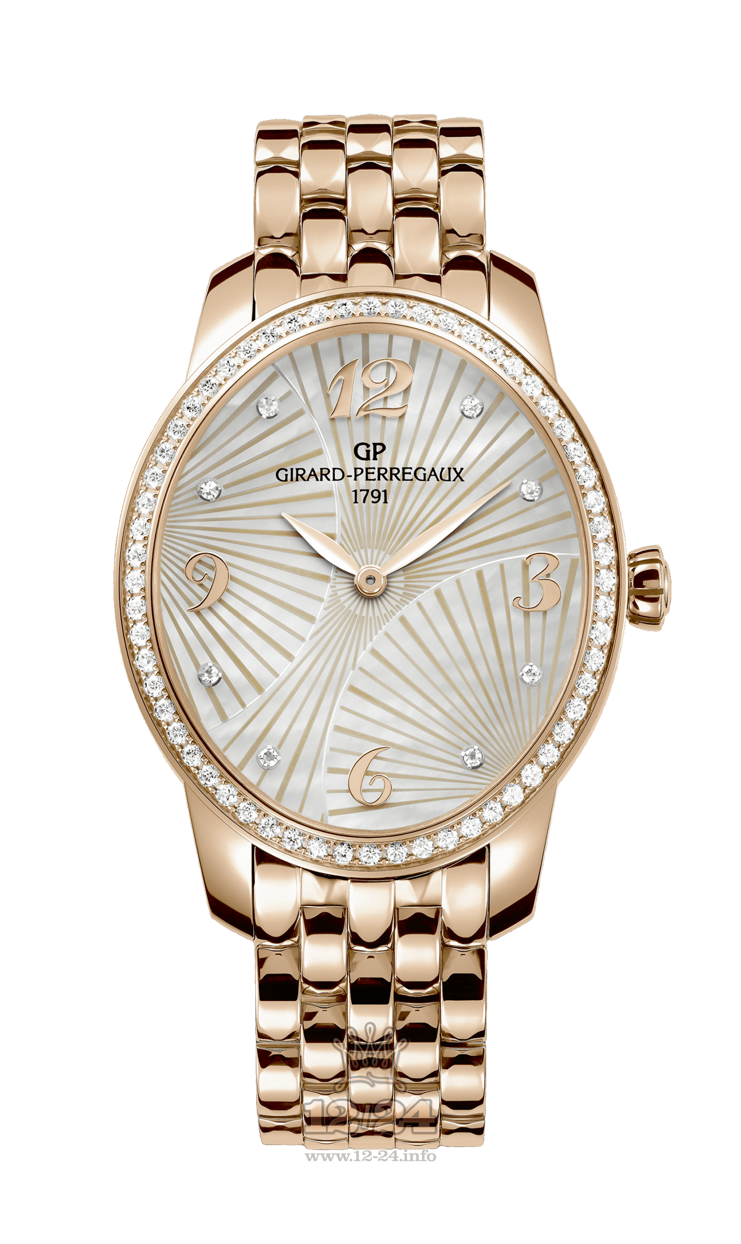 Girard Perregaux Cats Eye Watch 80493D52A763-52A 35 mm Pink gold Case White Golden Dial