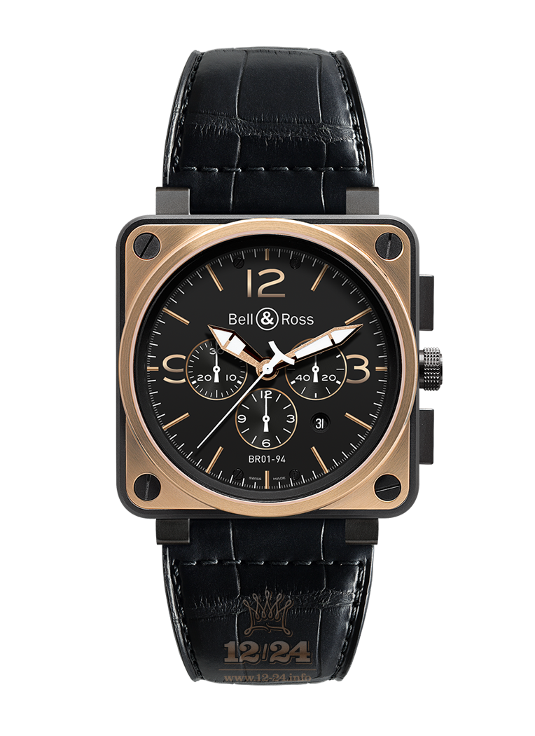 Bell & Ross Instruments Watch BR0194-BICO-OF 46 mm Pink gold PVD coating Case Black Dial