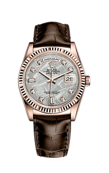Rolex Day-Date Watch 118135-0072 36 mm Pink gold Case Gray Silver Dial