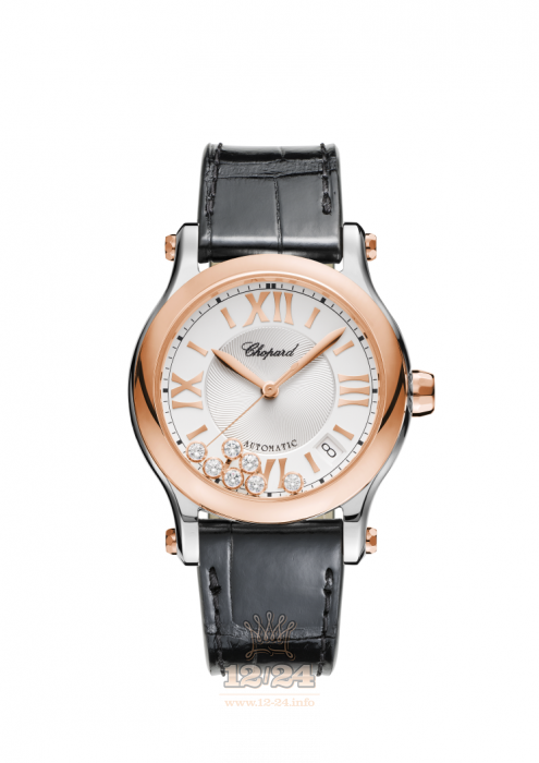 Chopard Happy Sport Watch 278559-6001 36 mm Stainless steel Pink gold Case Gray Dial