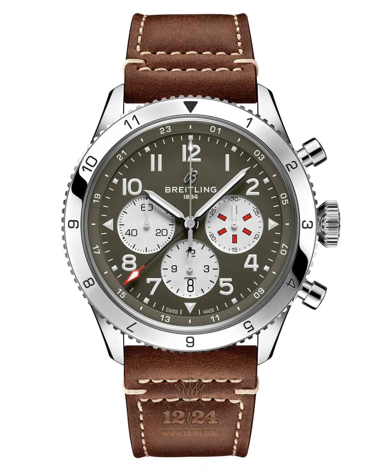 Breitling Classic AVI Watch AB04452A1L1X1 46 mm Stainless steel Case Green Dial