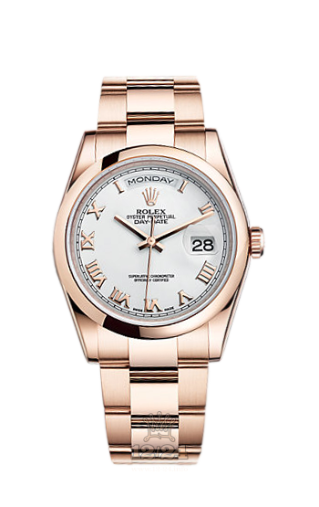 Rolex Day-Date Watch 118205f-0053 36 mm Pink gold Case White Dial