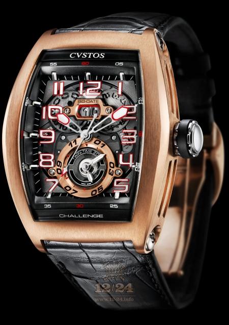 Cvstos Challenge Watch Challenge Twin-Time Red Gold 54 mm Pink gold Case Black Golden Dial