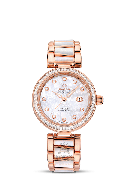 Omega Ladymatic Watch 425.65.34.20.55.007 34 mm Pink gold Case White Dial