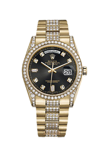 Rolex Day-Date Watch 118388-0079 36 mm Yellow gold Case Black Dial