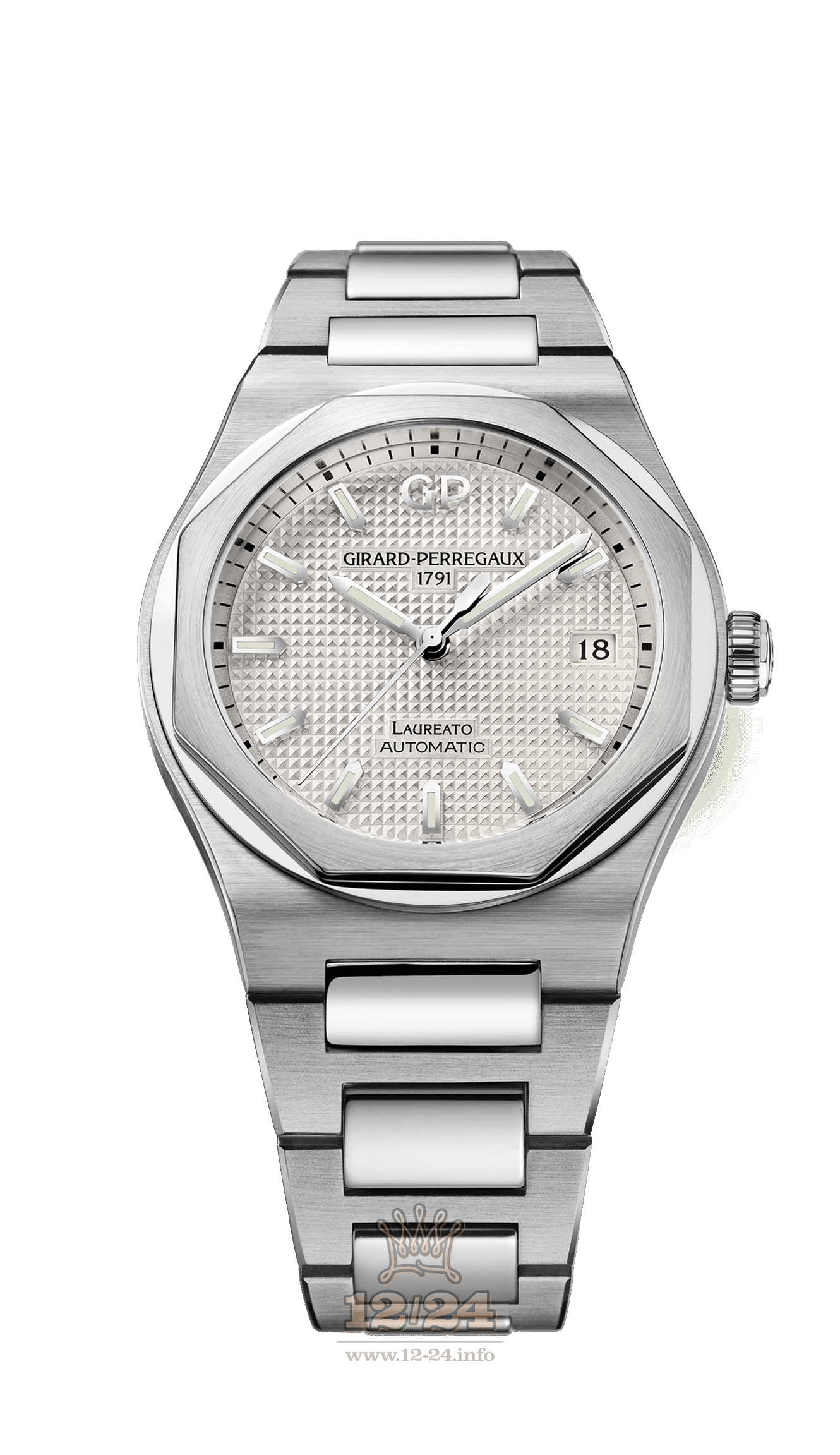 Girard Perregaux Laureato Watch 81005-11-131-11A Stainless steel Case Silver Dial