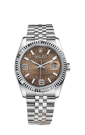 Rolex Datejust Watch 116234-0158 36 mm Steel / White gold Case Brown (chocolate) Dial