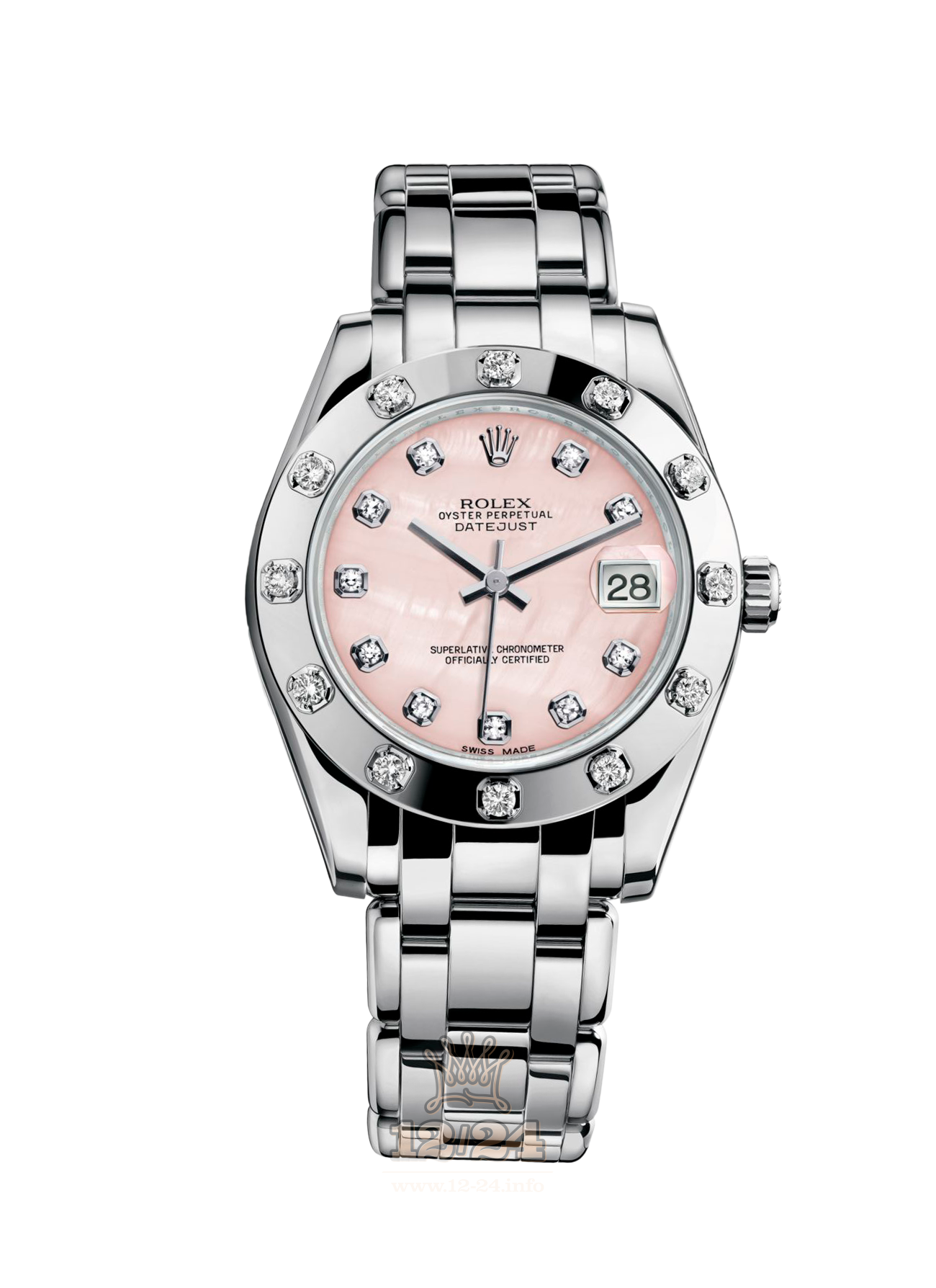 Rolex Pearlmaster Watch 81319-0017 34 mm White gold Case Pink Dial