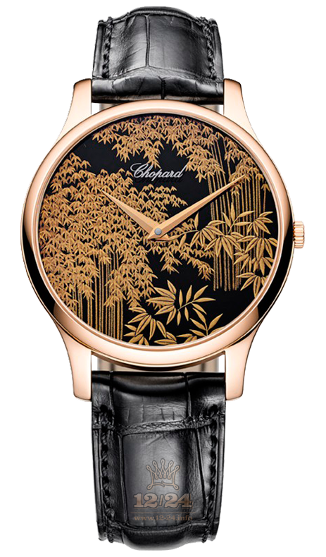 Chopard L.U.C Watch 161902-5055 40 mm Pink gold Case Black Golden Painted Dial