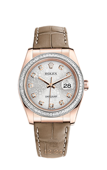 Rolex Datejust Watch 116185bbr-0024 36 mm Pink gold Case Silver Dial