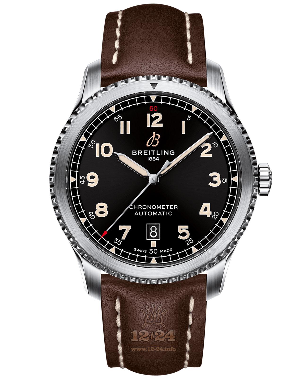Breitling Classic AVI Watch A17315101B1X4 41 mm Stainless steel Case Black Dial