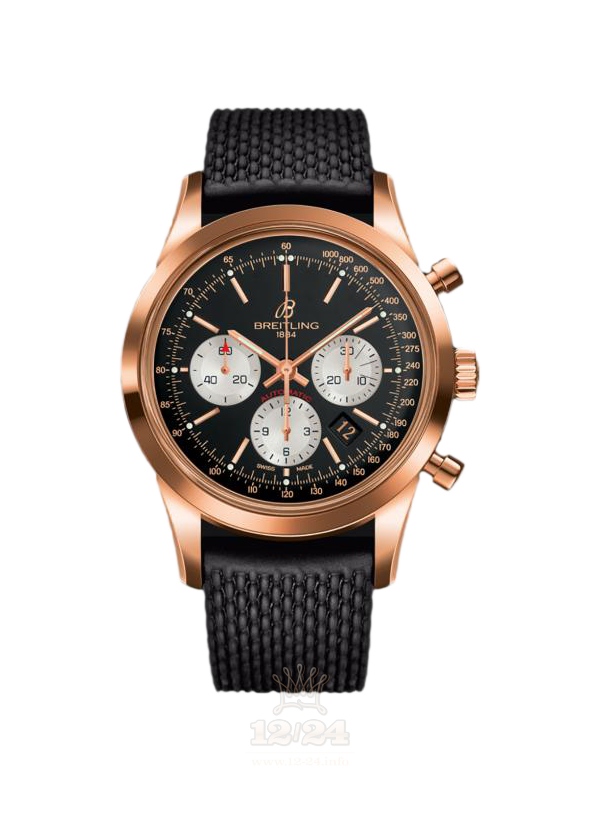 Breitling Transocean Watch RB015212|BF15|279S|R20D.3 43 mm Red gold Case Black Dial