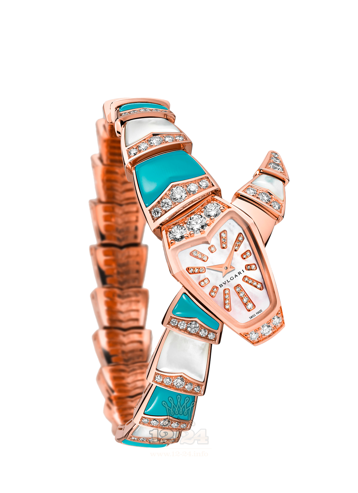 Bvlgari Serpenti Watch 102489 SPP26WGD2MOPT 26 mm Pink gold Case White Dial