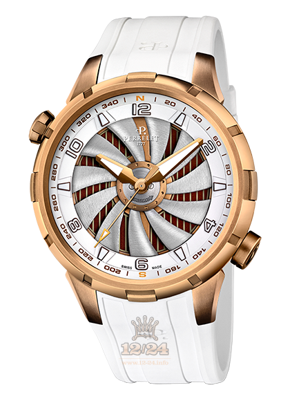 Perrelet Turbine Watch A1089/2 47 mm Stainless steel PVD coating Case Silver Dial