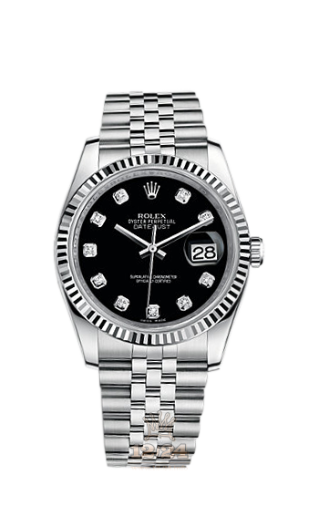 Rolex Datejust Watch 116234-0083 36 mm Steel / White gold Case Black Dial