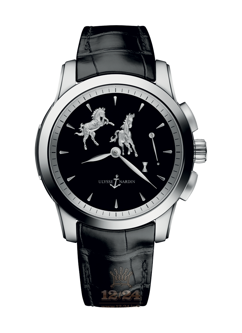 Ulysse Nardin Classic Watch 6109-130/E2-HORSE 43 mm Platinum Case Black Dial