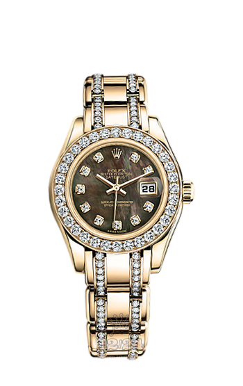 Rolex Pearlmaster Watch 80298-0045 29 mm Yellow gold Case Black Dial