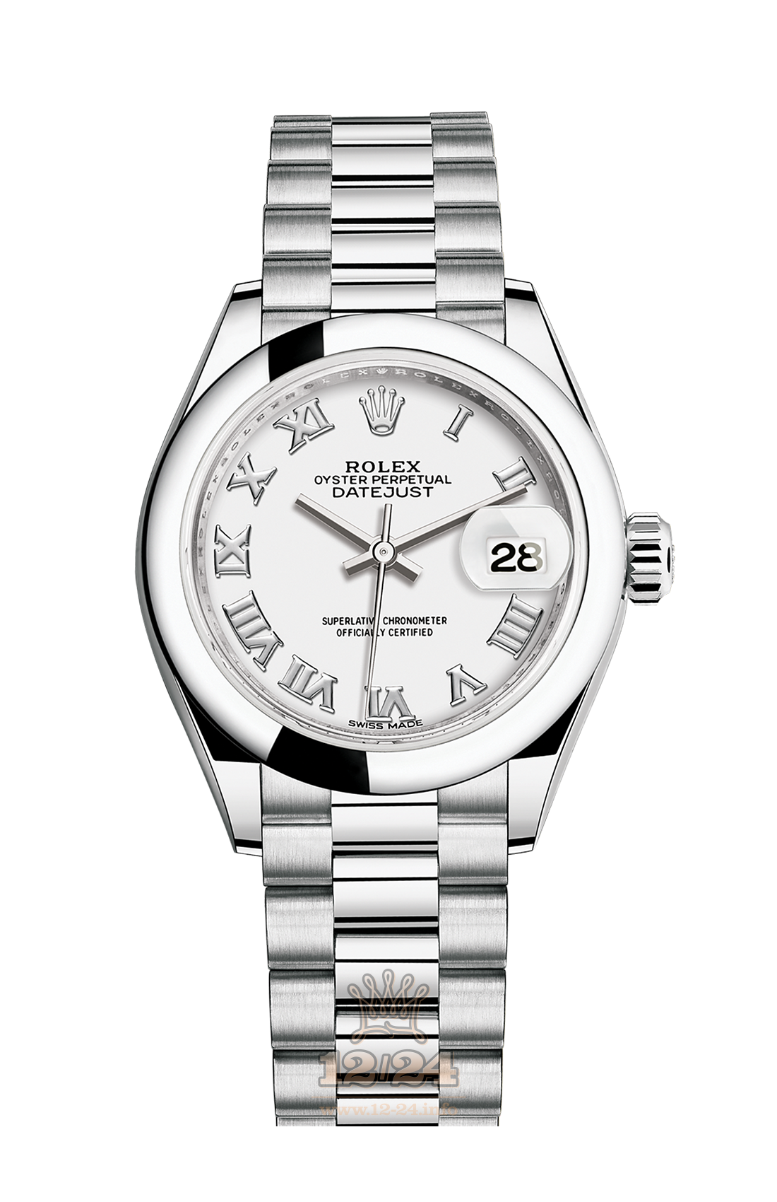 Rolex Datejust Watch 279166-0013 28 mm Platinum Case White Dial