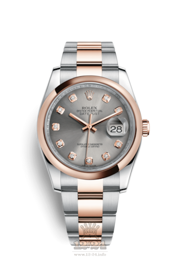 Rolex Datejust Watch 116201-0082 36 mm Steel / Pink gold Case Silver Dial