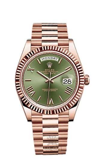 Rolex Day-Date Watch 228235-0025 40 mm Pink gold Case Green Dial