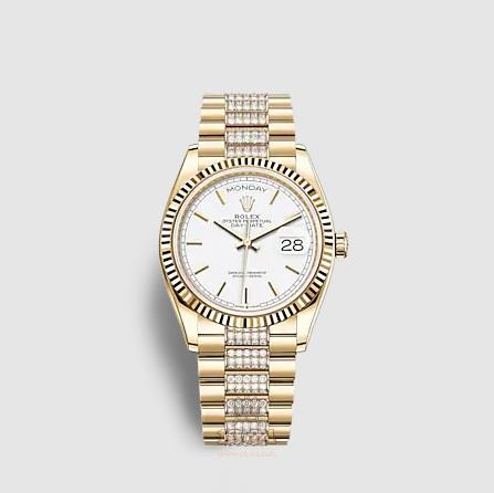 Rolex Day-Date Watch 128238-0082 36 mm Yellow gold Case White Dial