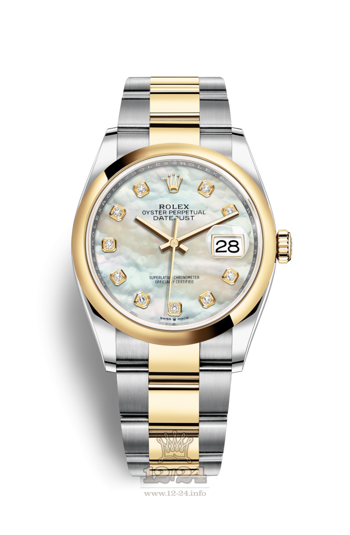 Rolex Datejust Watch 126203-0024 36 mm Steel / Yellow gold Case White Dial