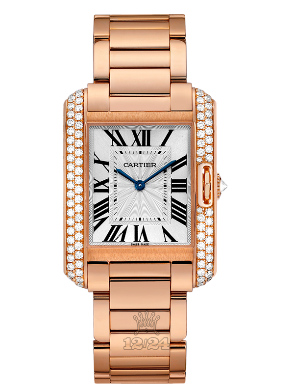 Cartier Tank Watch WT100027 35 mm Pink gold Case Silver Dial