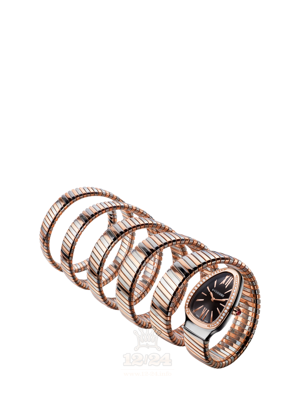 Bvlgari Serpenti Watch 102621 SPP35D1SPG.5T 35 mm Steel / Pink gold Case Silver Dial