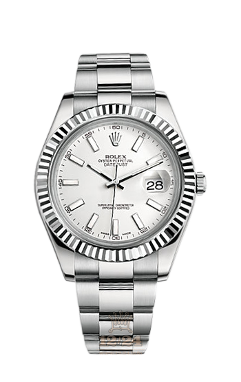 Rolex Datejust Watch 116334-0006 41 mm Steel / White gold Case White Dial