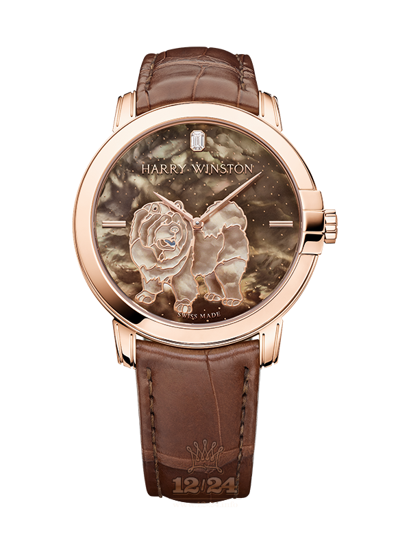 Harry Winston Midnight Collection Watch MIDAHM42RR003 42 mm Pink gold Case Beige Brown (chocolate) Painted Dial