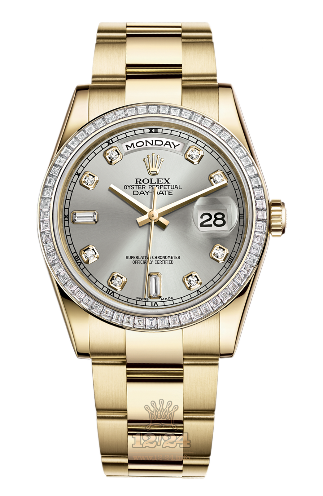 Rolex Day-Date Watch 118398br-0012 36 mm Yellow gold Case Silver Dial