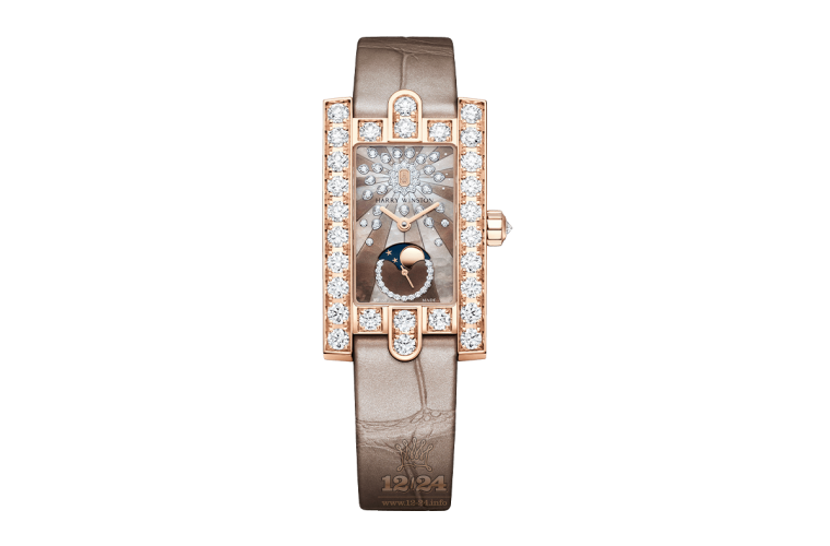 Harry Winston The Avenue Collection Watch AVEQMP21RR001 21 mm Pink gold Case Brown (chocolate) Dial