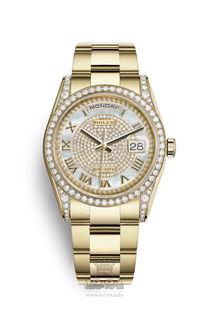 Rolex Day-Date Watch 118388-0196 36 mm Yellow gold Case White Silver Golden Dial