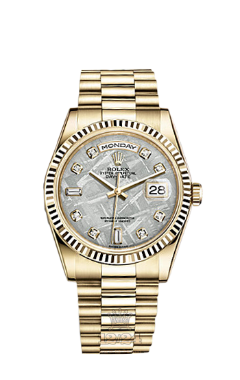 Rolex Day-Date Watch 118238-0119 36 mm Yellow gold Case Gray Silver Dial