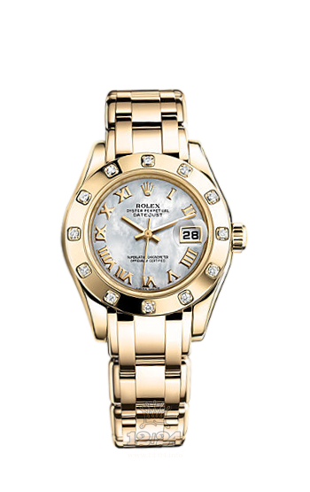 Rolex Pearlmaster Watch 80318-0063 29 mm Yellow gold Case White Dial