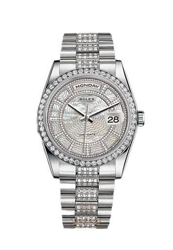 Rolex Day-Date Watch 118346-0091 36 mm Platinum Case White Dial