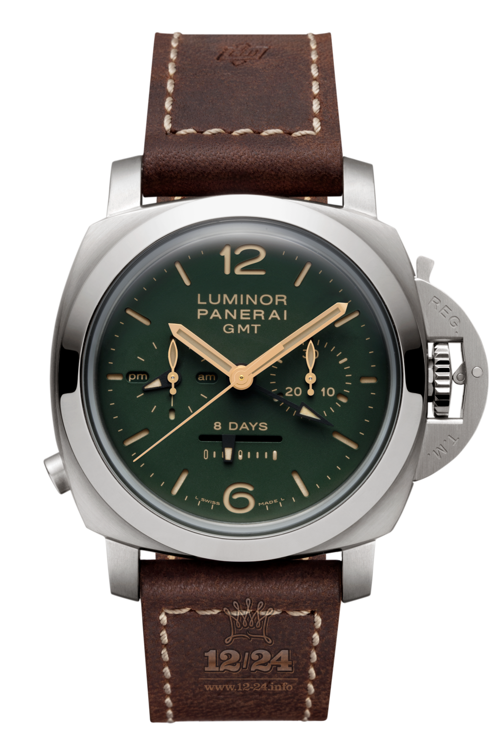 Panerai Luminor 1950 Watch PAM00737 44 mm Titanium Case Green Dial