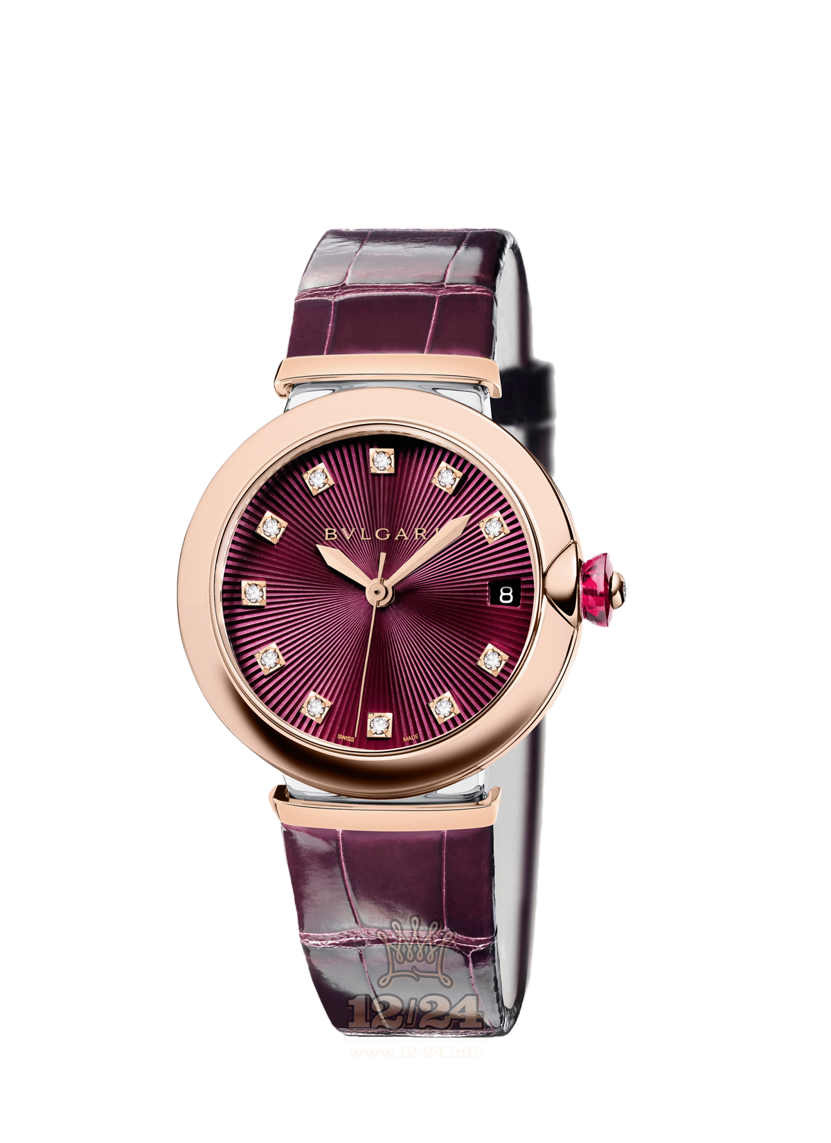 Bvlgari Lvcea Watch 102565 LU36C7SPGLD/11 36 mm Steel / Pink gold Case Purple Dial