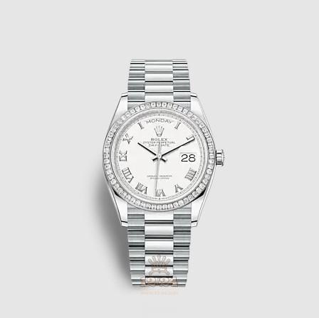 Rolex Day-Date Watch 128396tbr-0010 36 mm Platinum Case White Dial